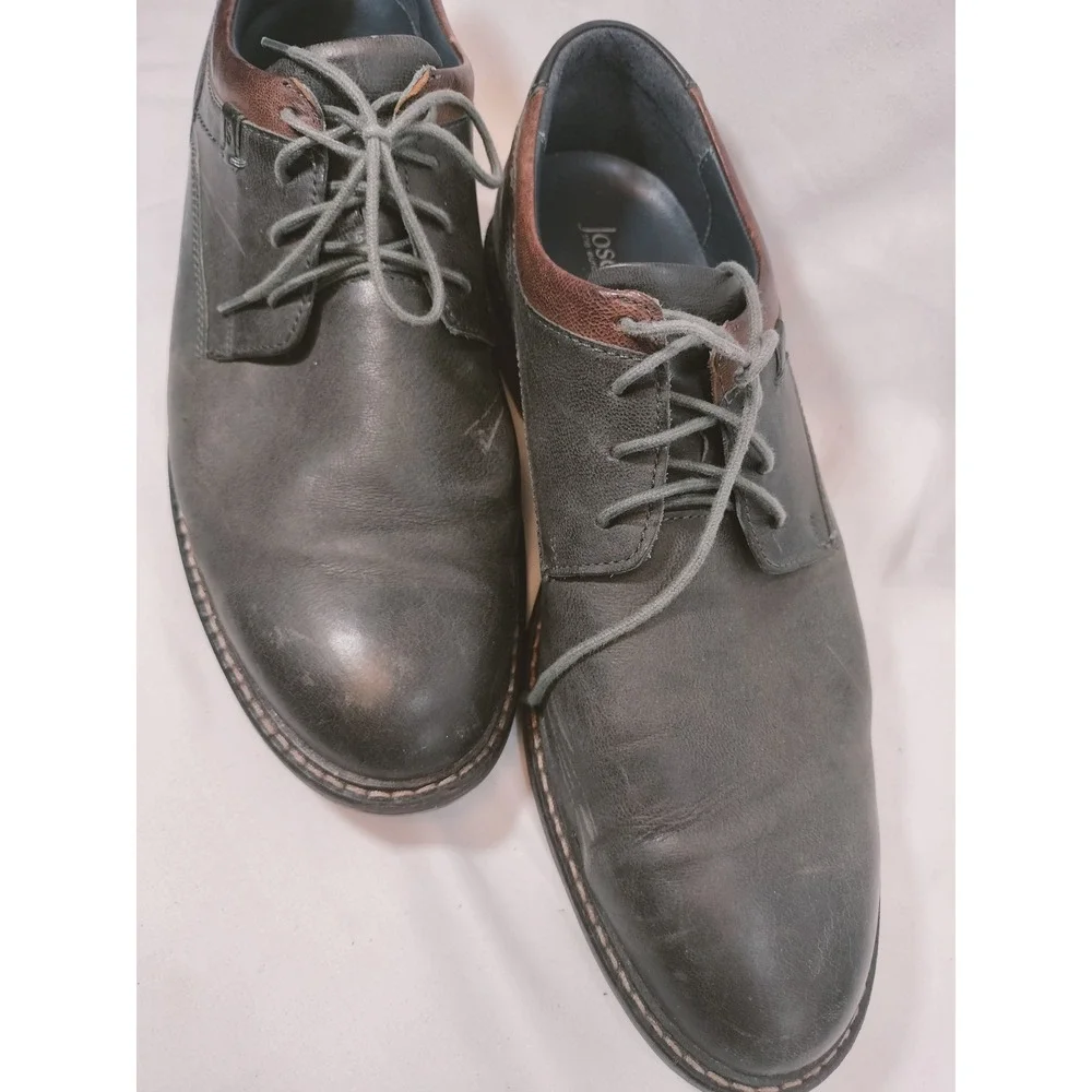 Josef‎ Seibel Earl: Leather Lace Up Oxford Shoes Dark Gray